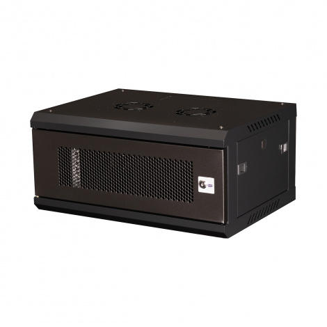Шкаф 19" телекоммуникационный настенный, 4U 280x600х450 мм, дверь перфорация, черный